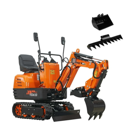 YARDMAX Mini Excavator with Claw Grading Bucket & Rake
