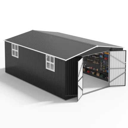 Polar Aurora 12 ft. W x 18 ft. D Large Outdoor Metal Shed, All-Steel Construction with Windows and Lockable Doors