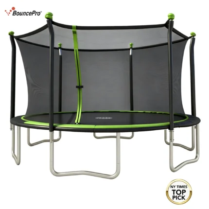 Sportspower BouncePro 14ft Trampoline Meets ASTM Safety Standards, Heavy-Duty Rust-Resistant Steel Frame, UV-Resistant Jump Mat & Safety Net